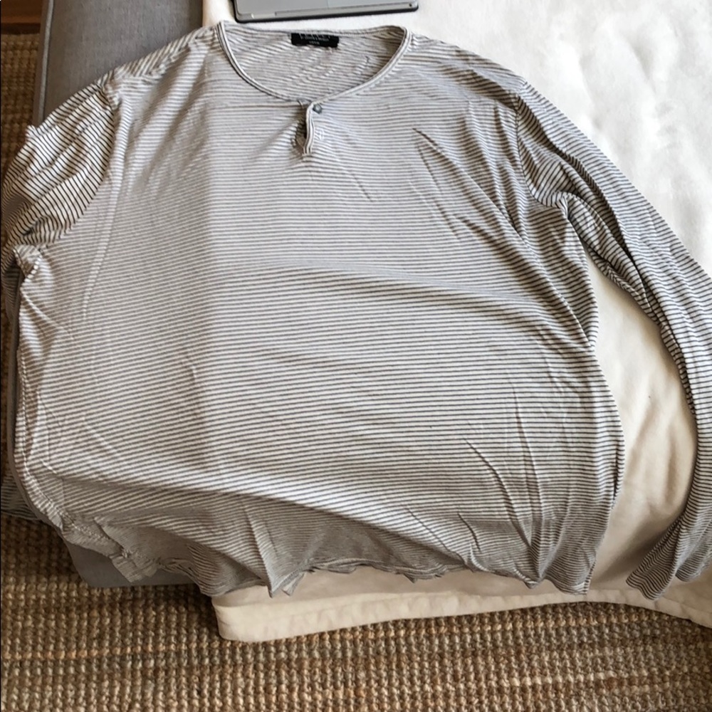 Velvet blue and white stripe long sleeve